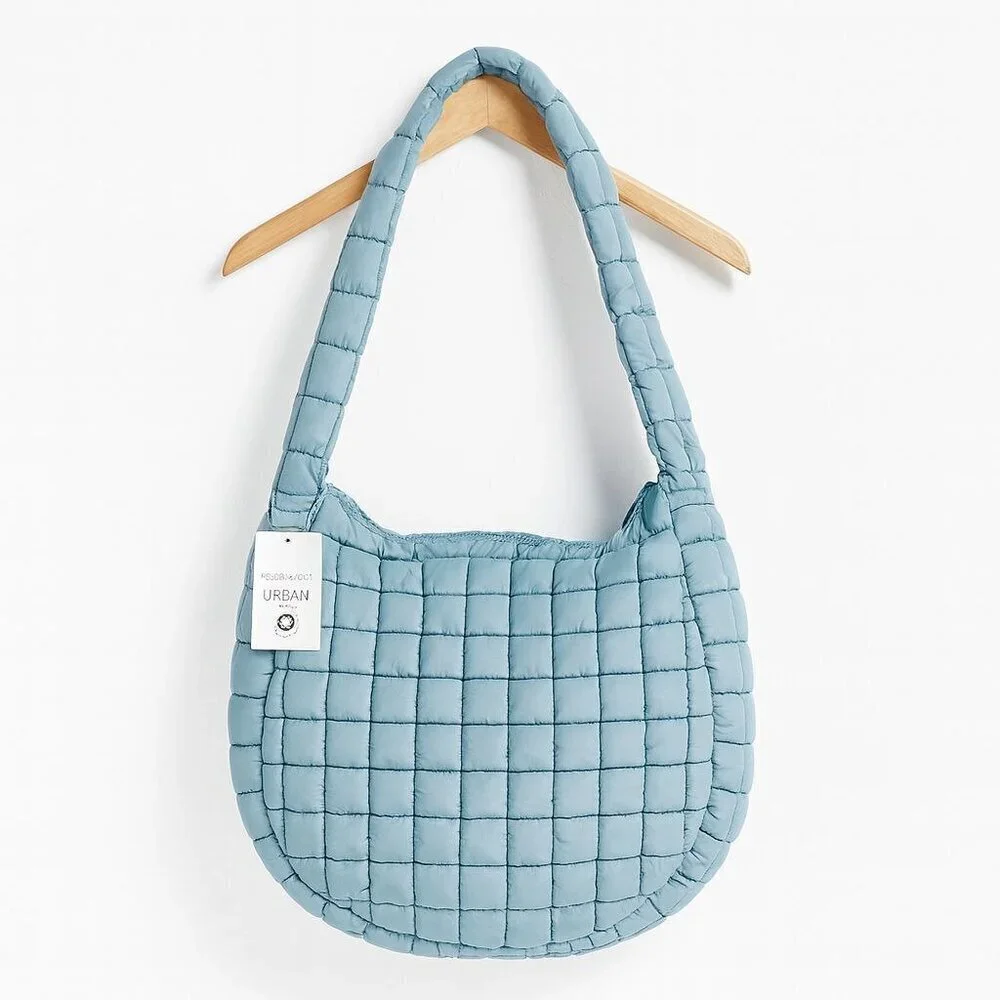 Urban Fit by Urban Expressions Quilted Caryall Puffer Hobo Bag in Sky Light Blue
